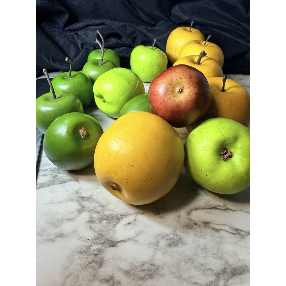 Set of 15 Faux Apples Realistic Decorative Fruit Green 3